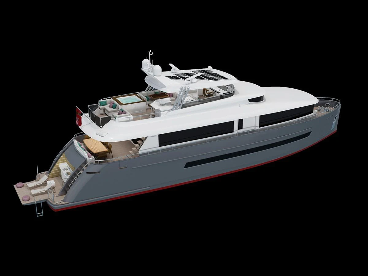 A sleek and modern yacht with ample outdoor lounging areas and a sophisticated design. aboard STELLARONE ST88/01 Yacht for Sale