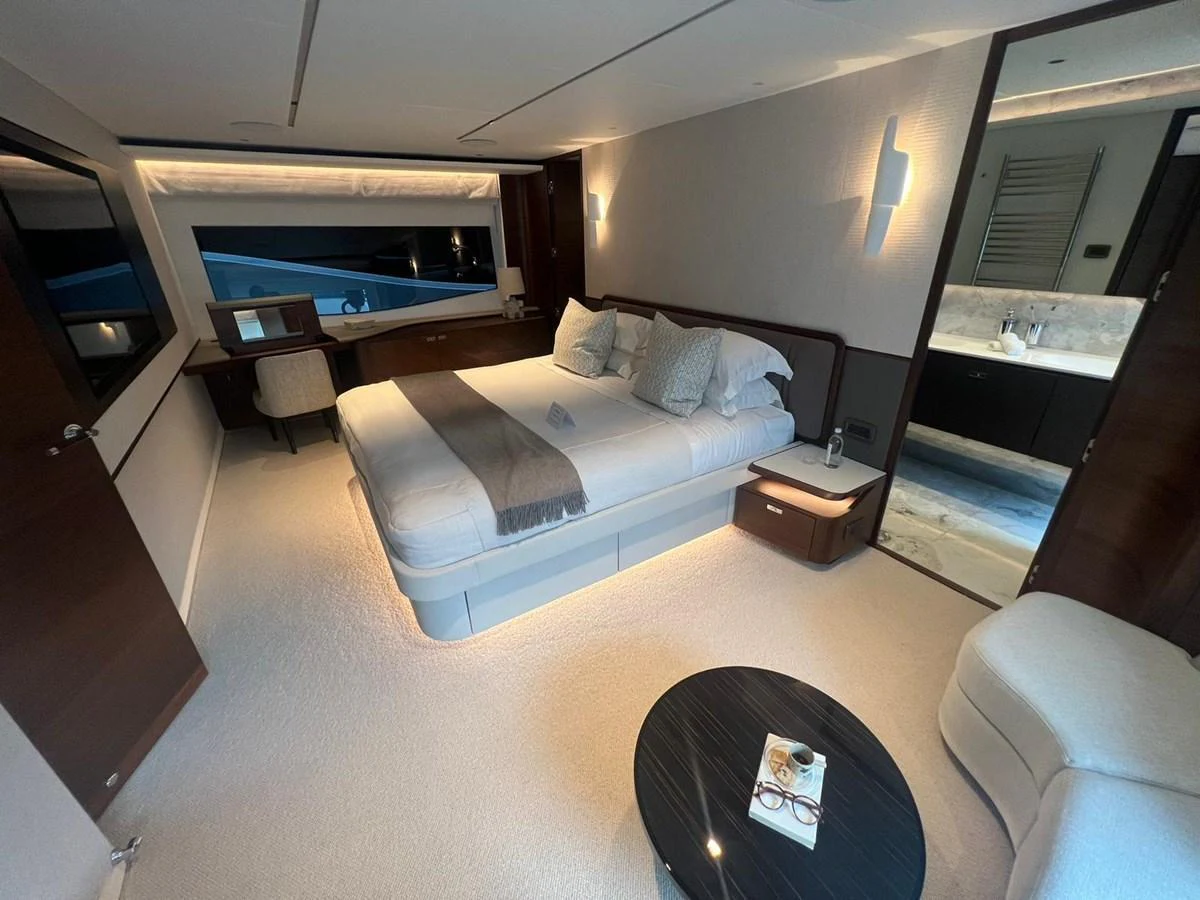 The master stateroom offers a luxurious and spacious retreat with elegant furnishings and modern amenities. aboard LEILANI Yacht for Sale