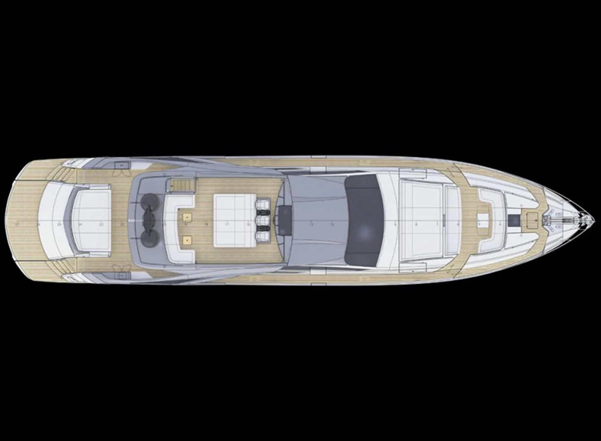 A detailed top-down schematic view of the yacht's layout. aboard MAGIC OF AYR Yacht for Sale