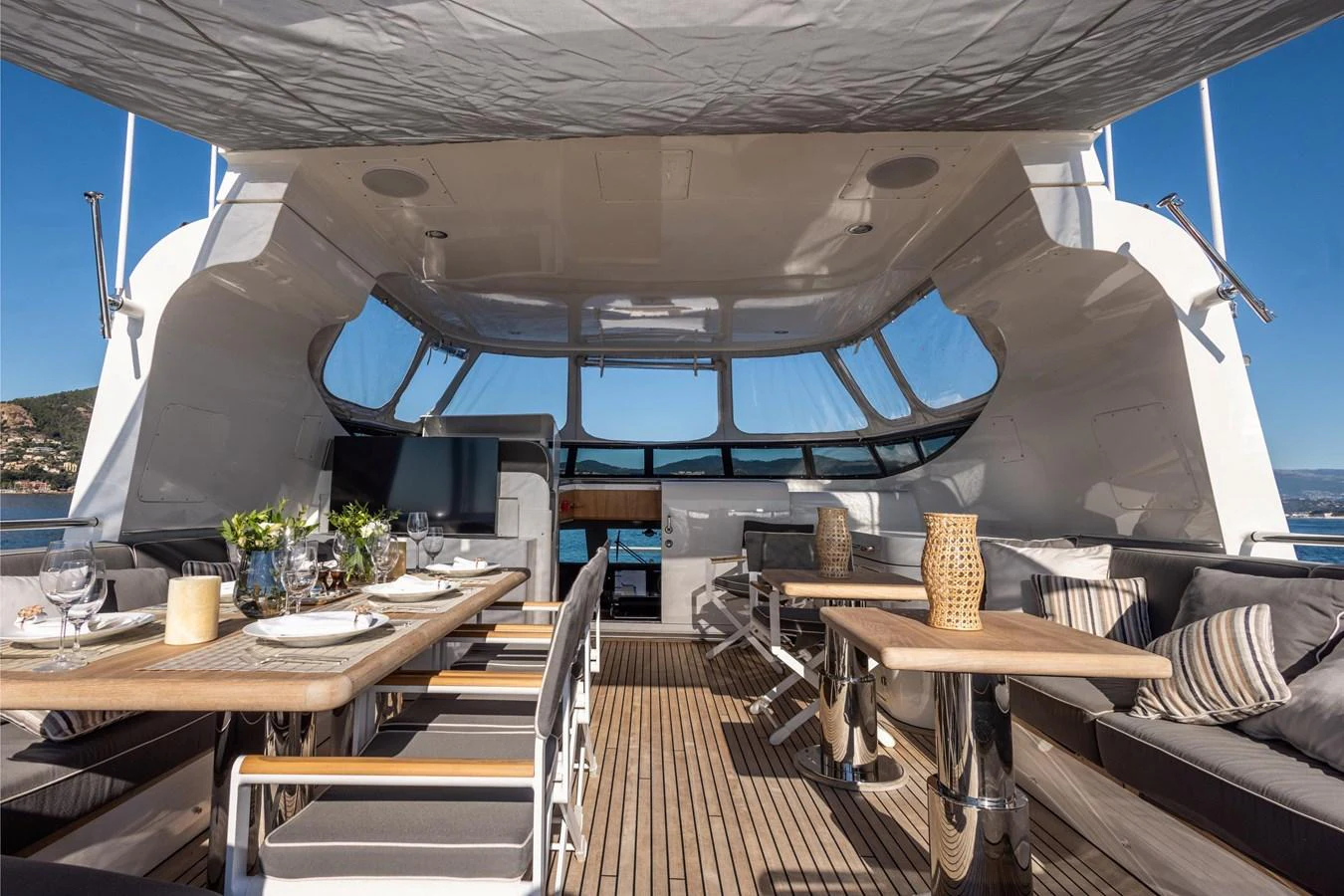 inside of a tent aboard ARCHIPELAGO Yacht for Sale
