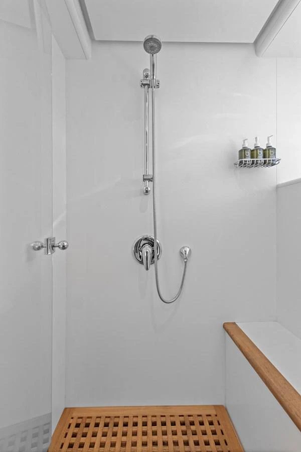 a shower with a glass door aboard ARCHIPELAGO Yacht for Sale