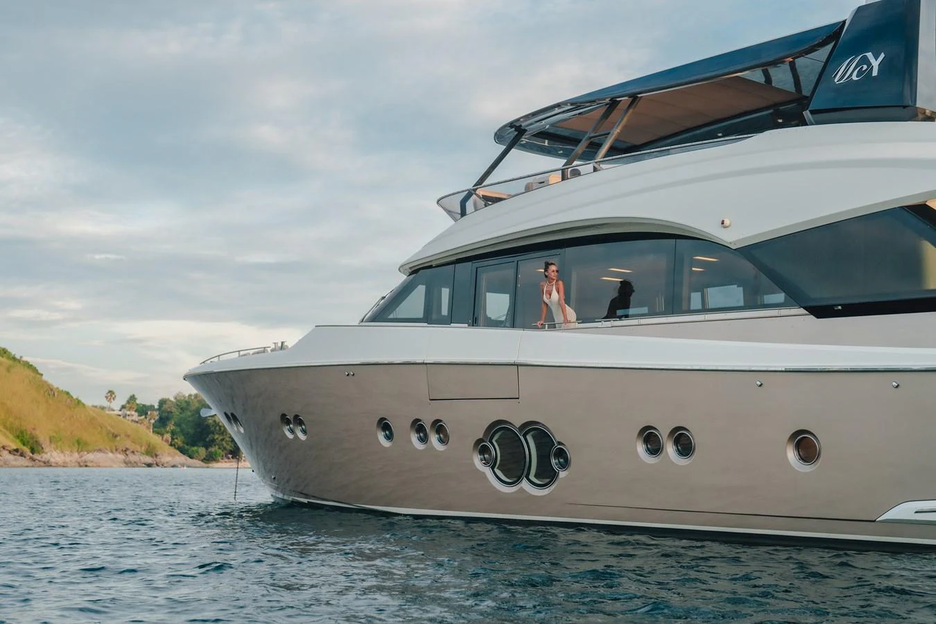 a couple people in a boat aboard MOANA Yacht for Sale