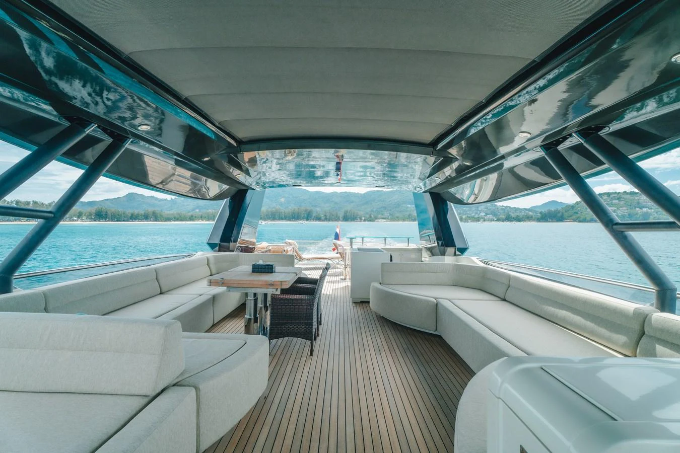 inside of a car aboard MOANA Yacht for Sale