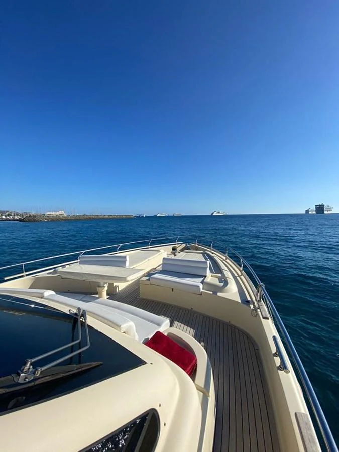 The yacht's foredeck offers a spacious and inviting area for relaxation with stunning ocean views. aboard CARAMEL Yacht for Sale