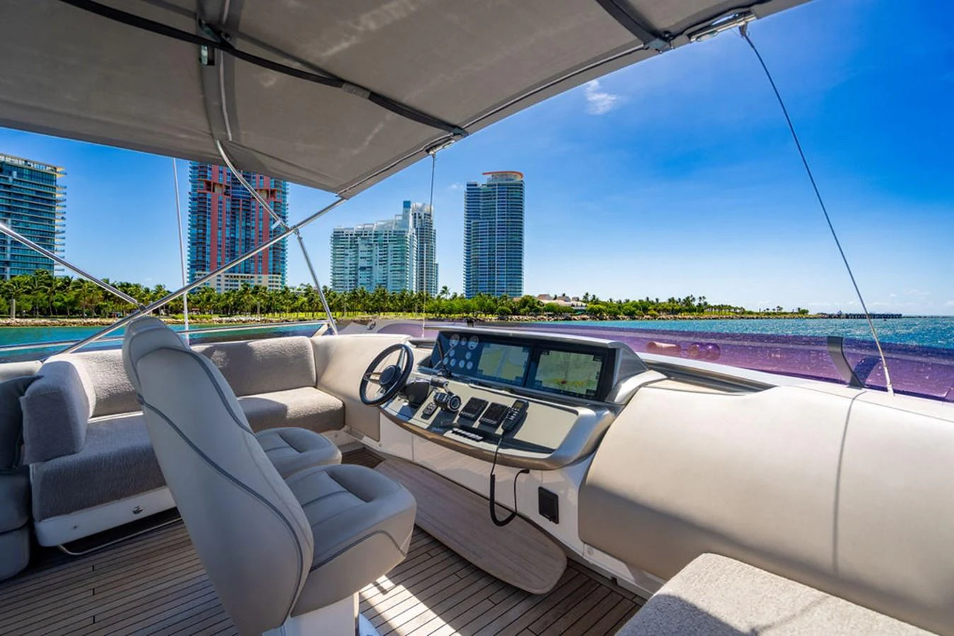 the inside of a car aboard COCOON Yacht for Sale
