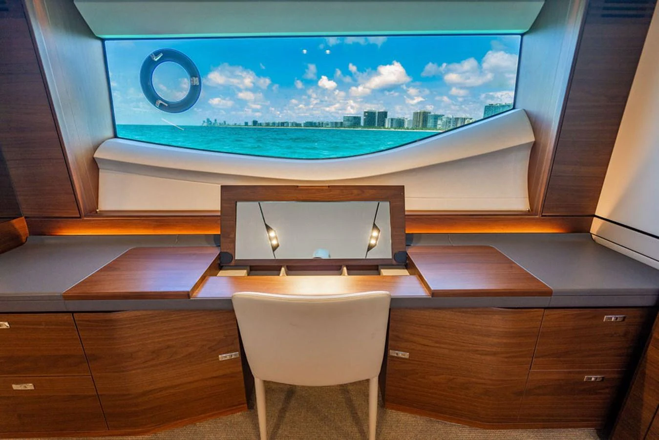 a tv on a stand aboard COCOON Yacht for Sale