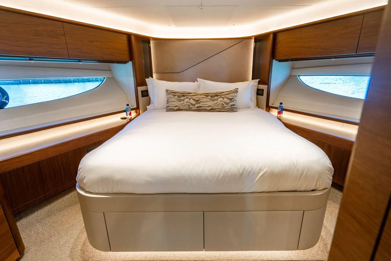 a bed in a room aboard COCOON Yacht for Sale