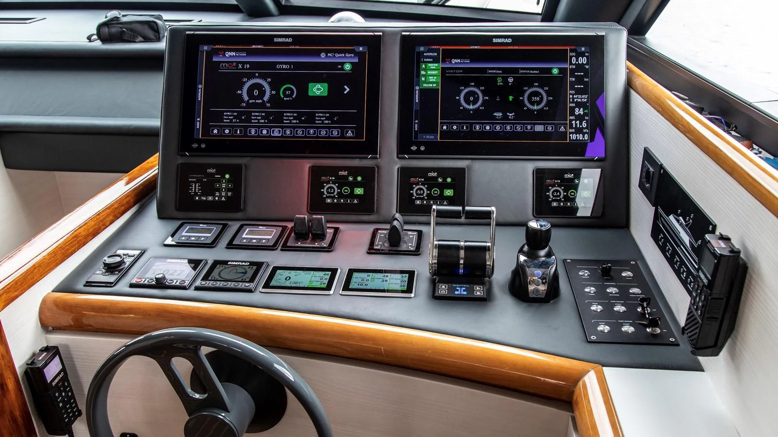 The helm station features advanced navigation and control systems for a seamless sailing experience. aboard MAVERICK Yacht for Sale
