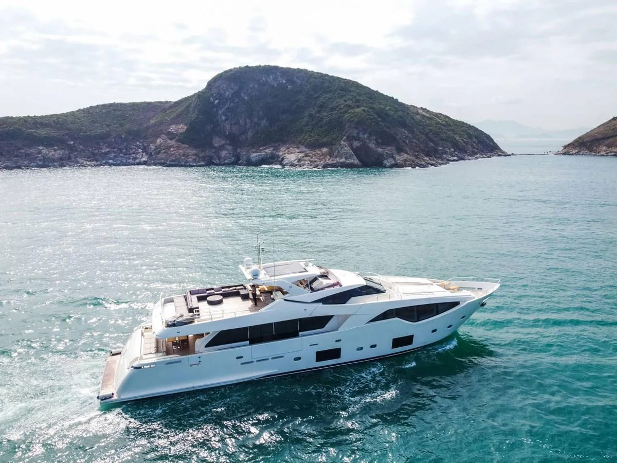 a white yacht in the water aboard CUSTOM LINE 108 Yacht for Sale