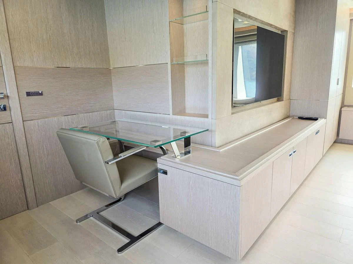 a room with a tub and a sink aboard CUSTOM LINE 108 Yacht for Sale