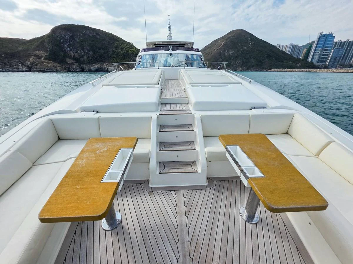 a boat on a body of water aboard CUSTOM LINE 108 Yacht for Sale