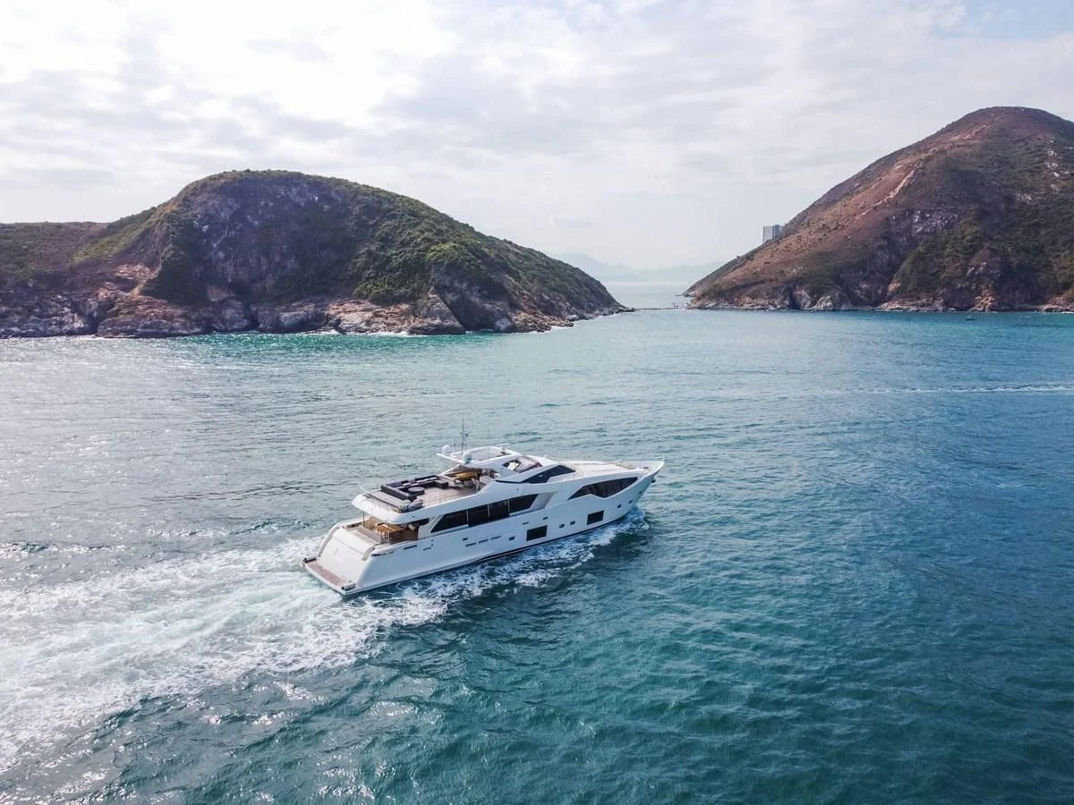 a boat in the water aboard CUSTOM LINE 108 Yacht for Sale