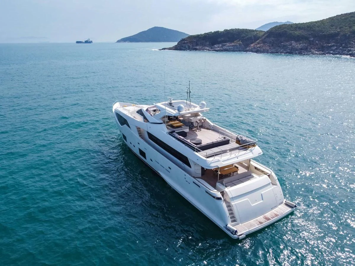 a boat in the water aboard CUSTOM LINE 108 Yacht for Sale