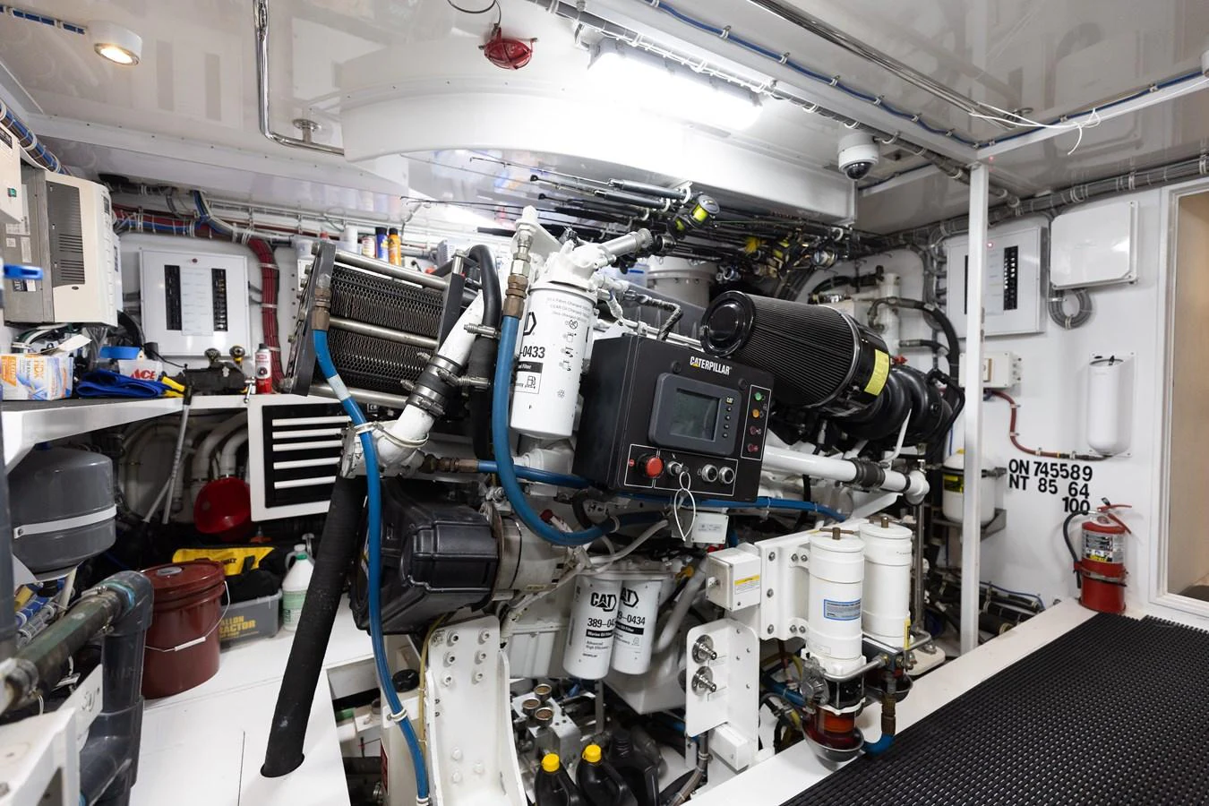 The engine room showcases the yacht's powerful and well-maintained machinery. aboard RITZ SEA Yacht for Sale