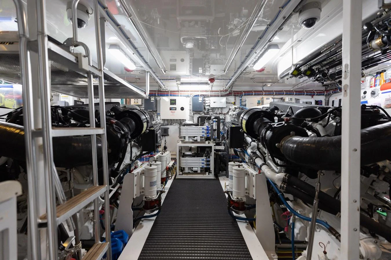 The image showcases the well-maintained engine room of the yacht, featuring advanced machinery and equipment. aboard RITZ SEA Yacht for Sale