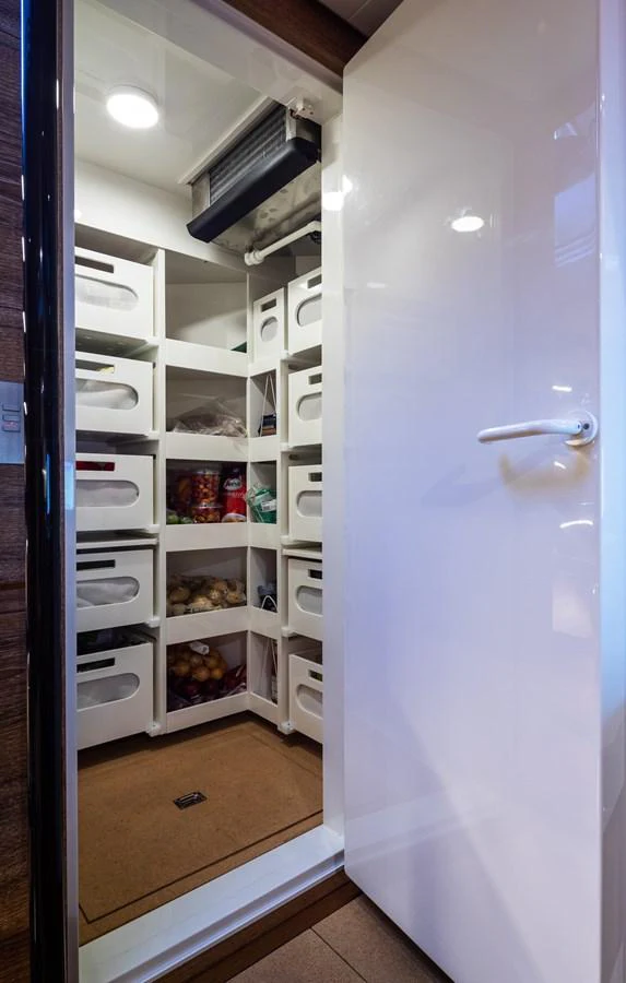 The yacht features a well-organized pantry with ample storage for provisions. aboard CANOVA Yacht for Sale
