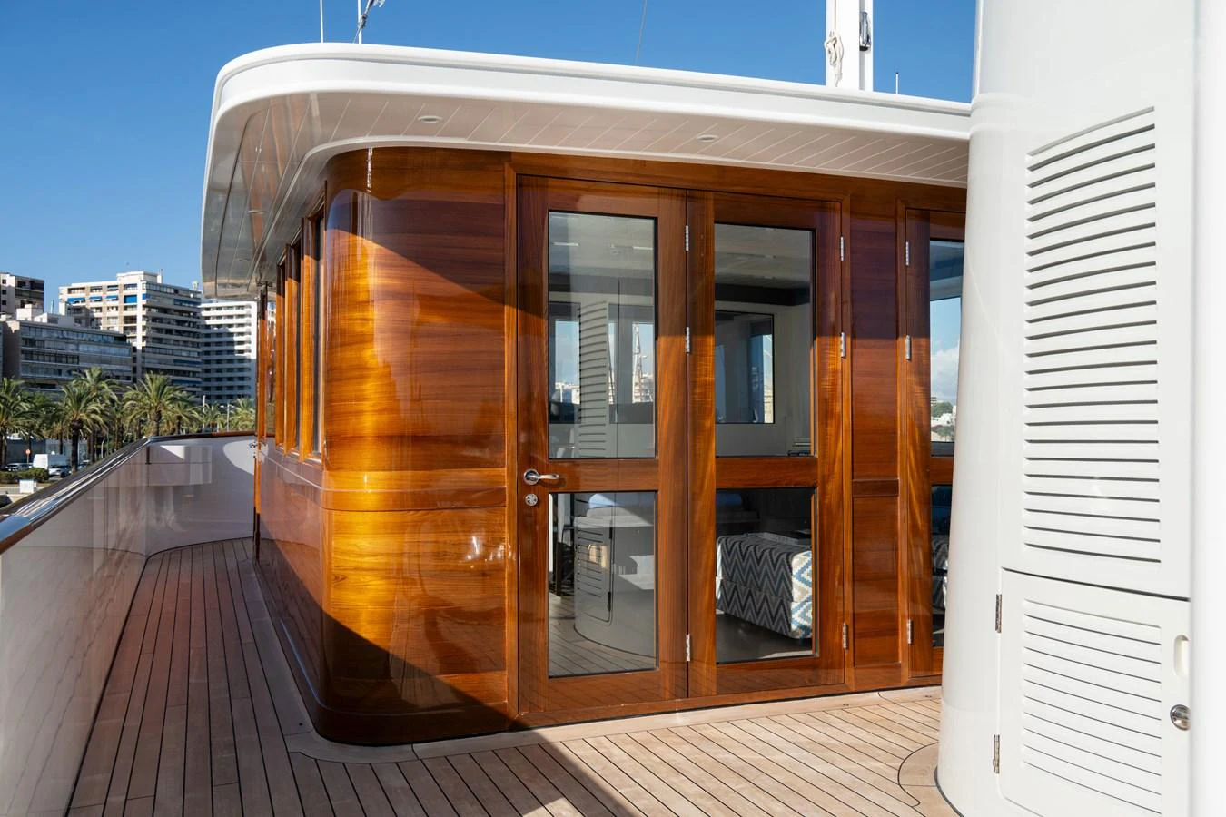 a wooden deck on a deck aboard FAR NIENTE Yacht for Sale