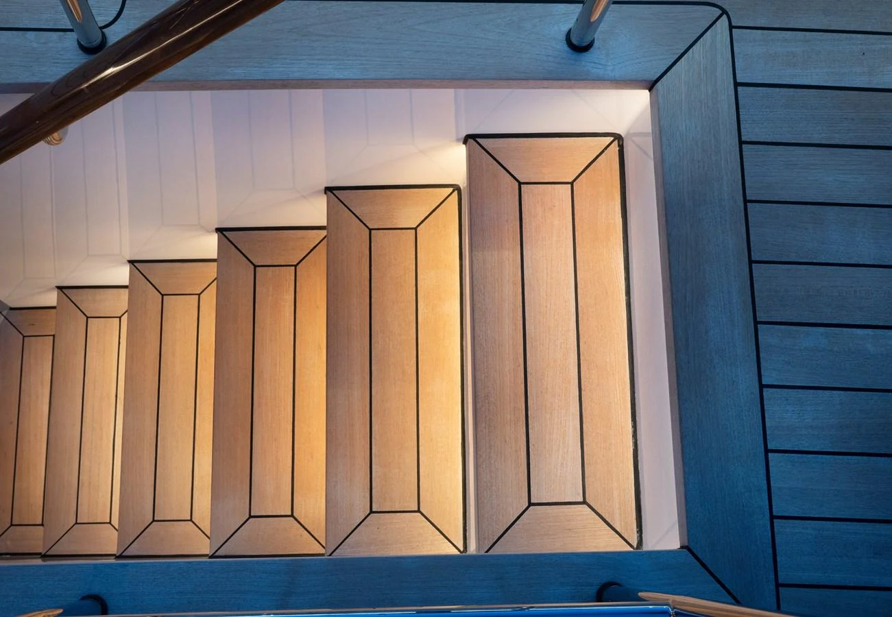 a group of wooden cabinets aboard FAR NIENTE Yacht for Sale