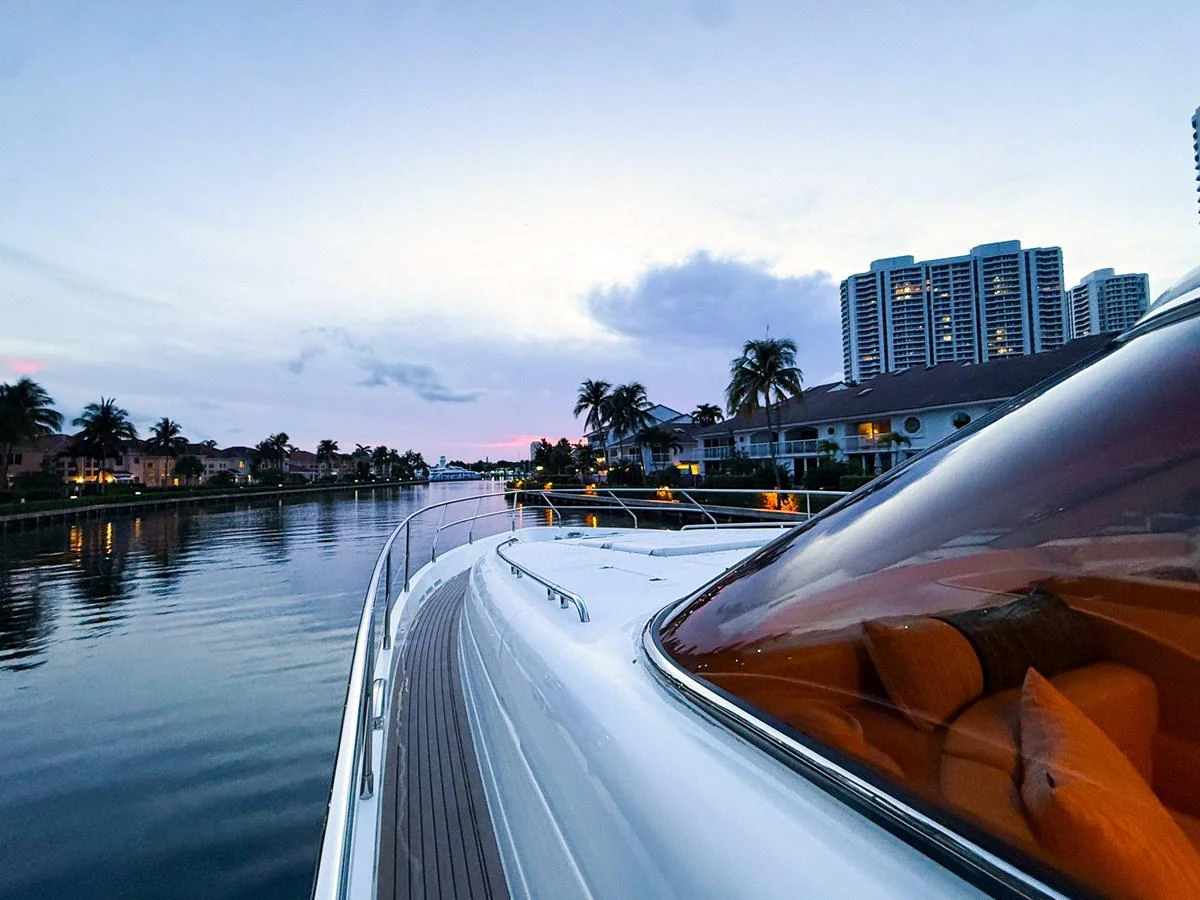 a boat on a river aboard ANDREA'S REVENGE Yacht for Sale