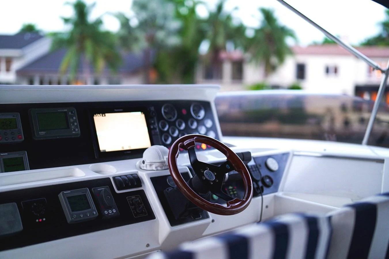 a car with a steering wheel aboard ANDREA'S REVENGE Yacht for Sale