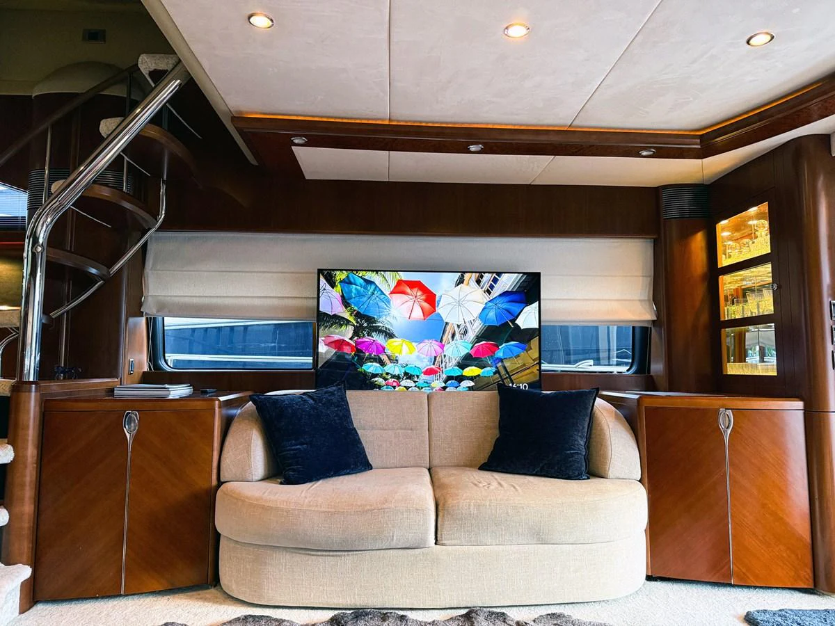 a couch in a room aboard ANDREA'S REVENGE Yacht for Sale
