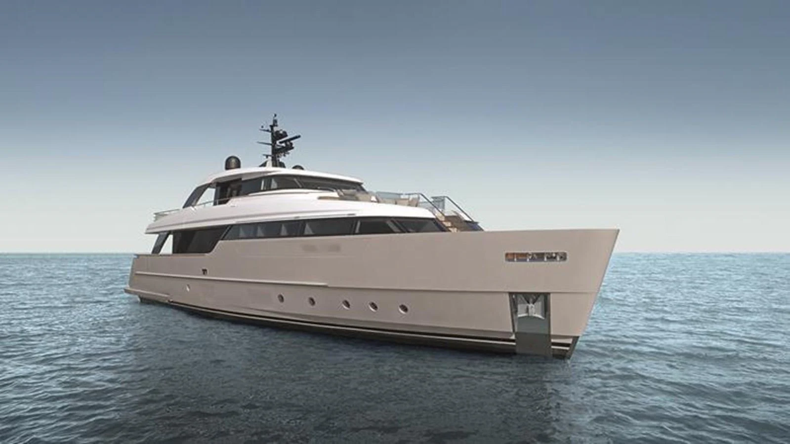 A sleek and modern yacht glides gracefully on calm waters under a clear sky. aboard SANLORENZO SD96 Yacht for Sale