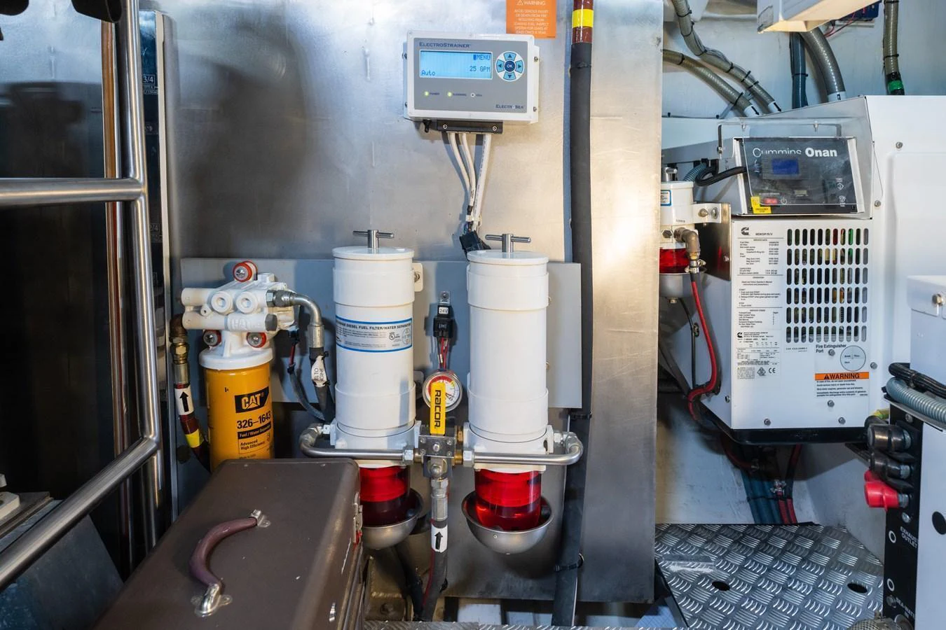 The image showcases the engine room with various technical equipment and machinery. aboard FANTASEA Yacht for Sale