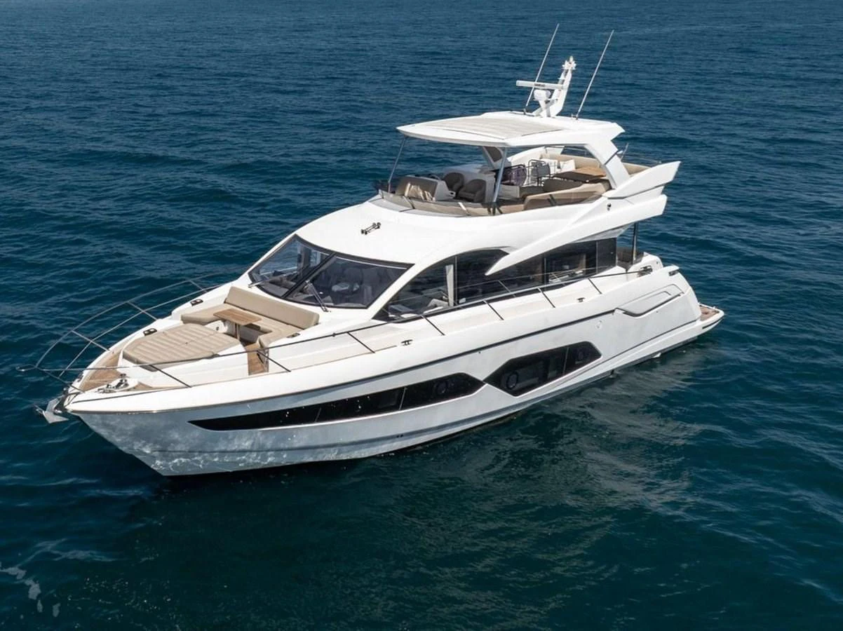 A sleek and modern yacht cruises gracefully on the open water. aboard "BISHWISH" Yacht for Sale