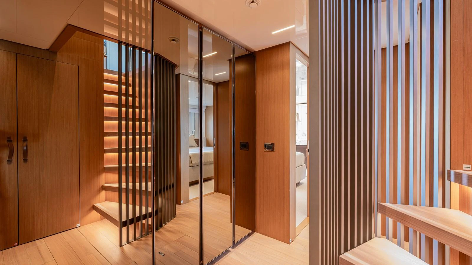 a bathroom with a shower and a sink aboard SANLORENZO SL120/778 Yacht for Sale