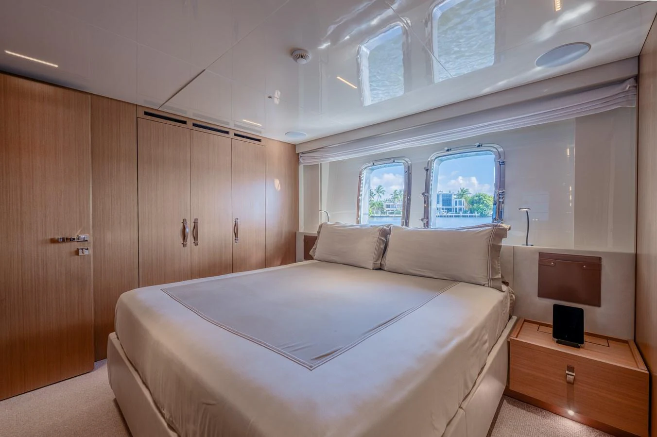 a bedroom with a bed aboard SANLORENZO SL120/778 Yacht for Sale