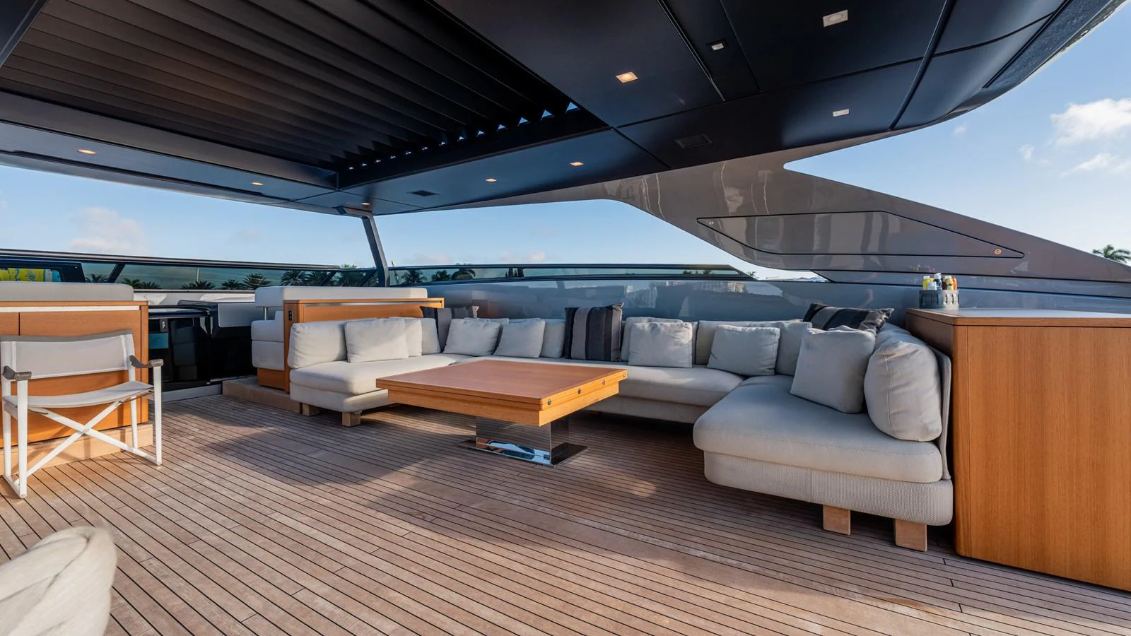 a living room with a couch and a table aboard SANLORENZO SL120/778 Yacht for Sale