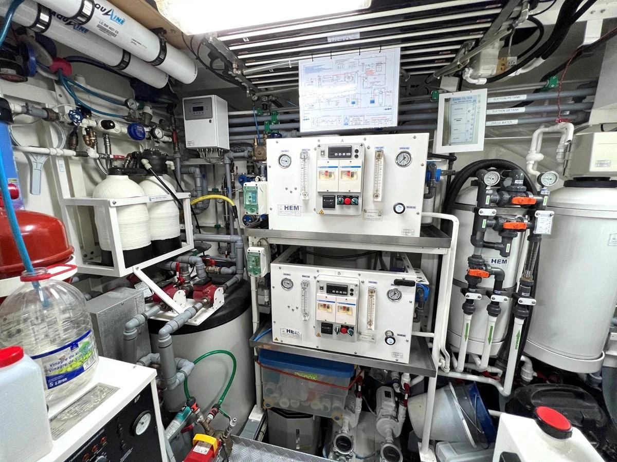 The image showcases the yacht's well-equipped engine room with advanced machinery and systems. aboard SMOOTH OPERATOR Yacht for Sale