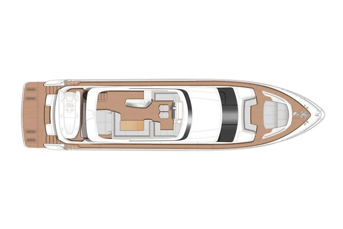 This image showcases the detailed deck plan of a luxury yacht, highlighting its layout and design. aboard RAGARDA Yacht for Sale