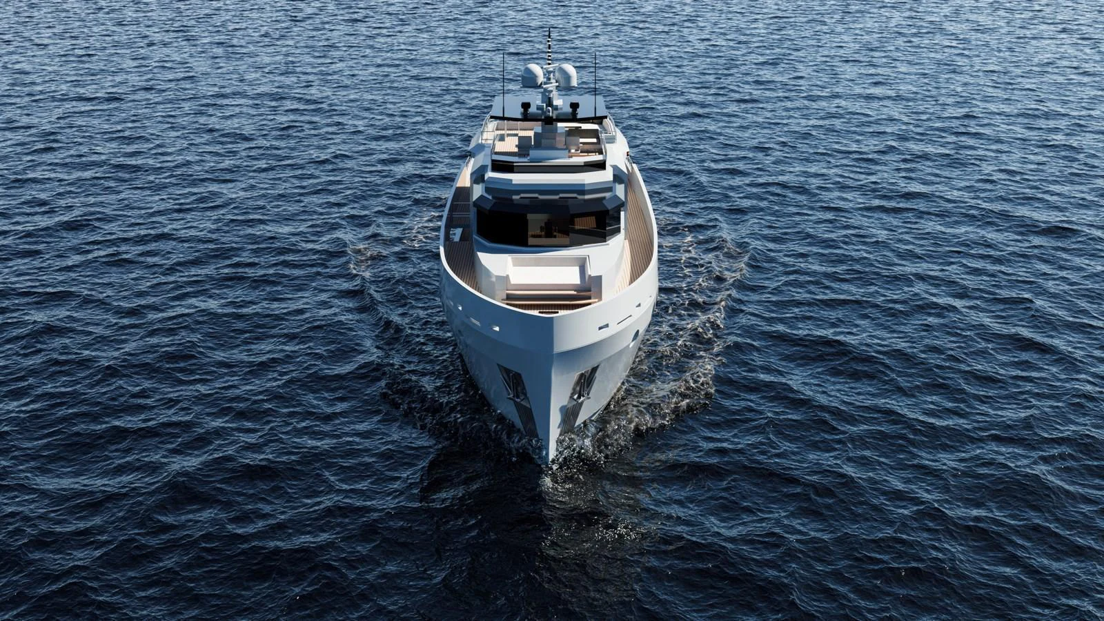 A sleek yacht cruises forward on calm waters, showcasing its modern design and luxurious amenities. aboard MAKO SHARK Yacht for Sale