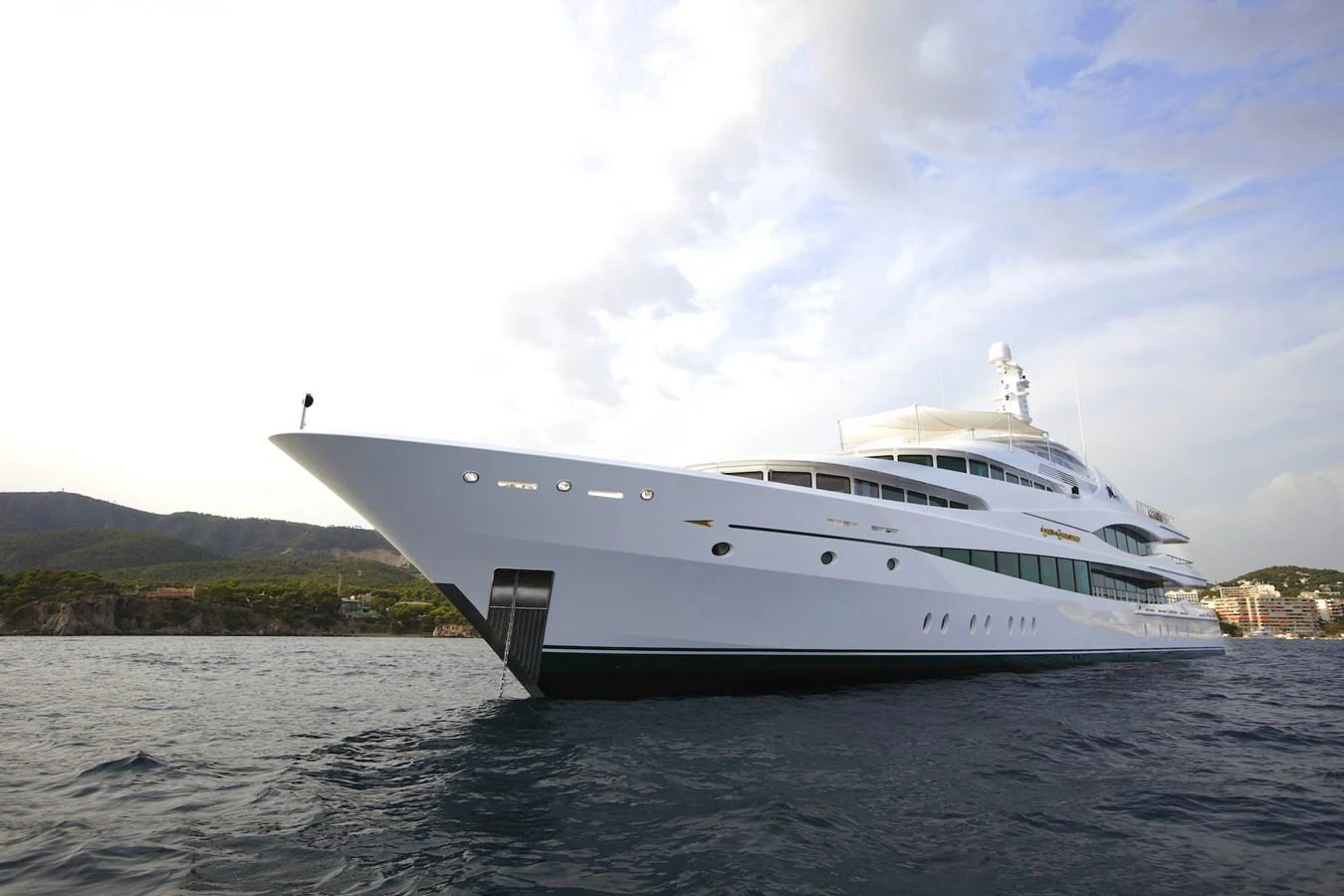 A sleek and elegant yacht glides gracefully on the water, showcasing its luxurious design. aboard LADY CHRISTINE Yacht for Sale
