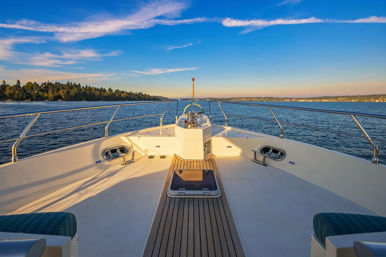 The foredeck offers a spacious and serene area with stunning views of the water and surrounding landscape. aboard LA BELLA VITA II Yacht for Sale