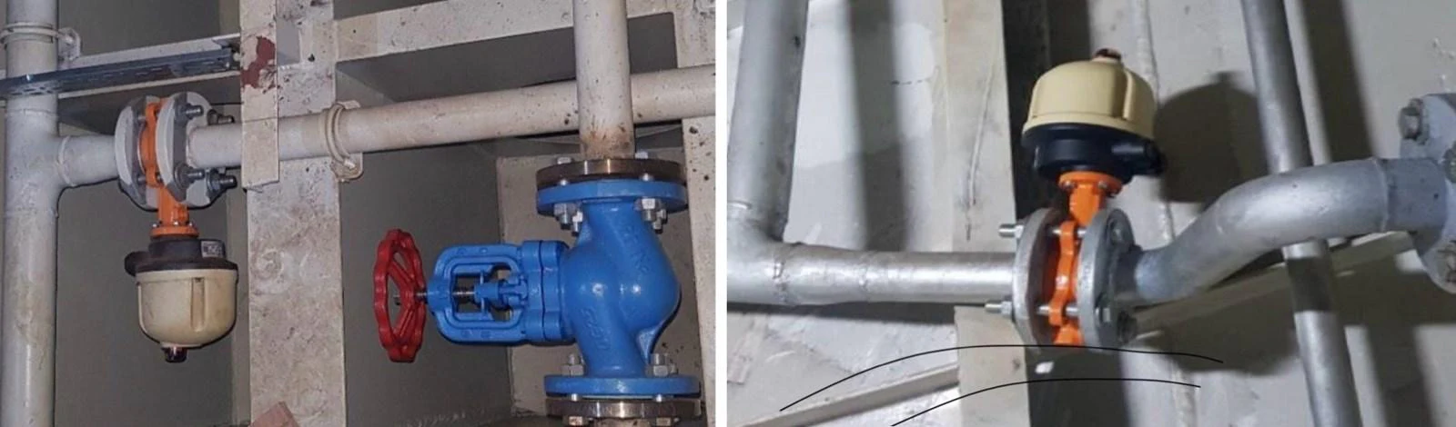The image showcases detailed views of the yacht's mechanical piping and valve systems. aboard NIRVANA Yacht for Sale