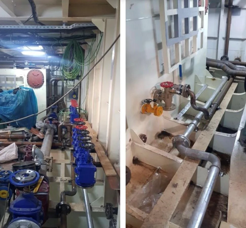 The image showcases the technical and mechanical components within the yacht's engine room. aboard NIRVANA Yacht for Sale