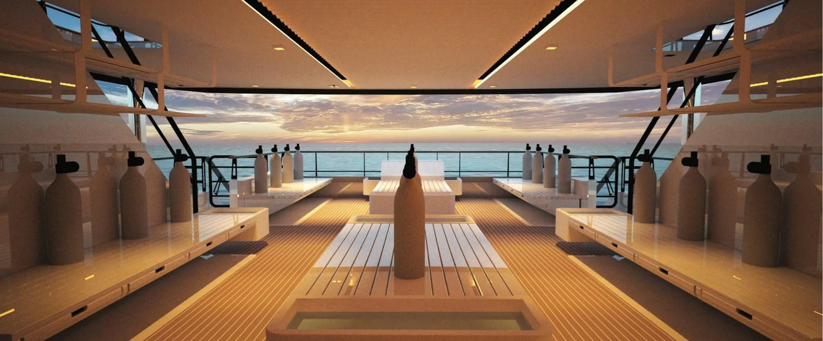 The dive deck offers a serene and well-equipped space for underwater adventures. aboard NIRVANA Yacht for Sale
