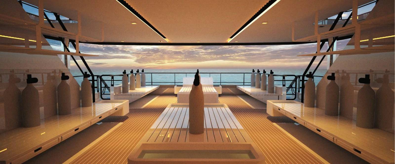 The dive deck offers a serene and well-equipped space for underwater adventures. aboard SOYASLAN CUSTOM Yacht for Sale