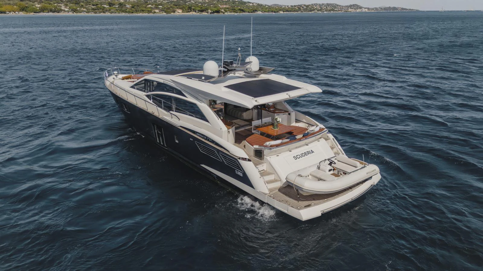 a boat in the water aboard SCUDERIA Yacht for Sale