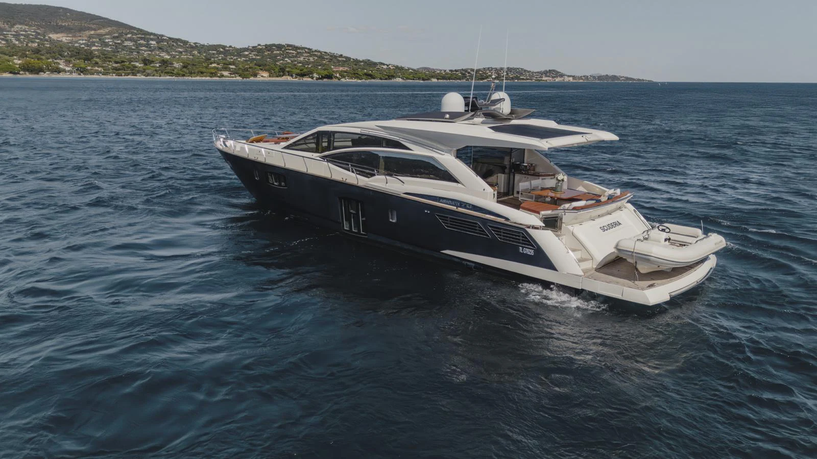 a boat on the water aboard SCUDERIA Yacht for Sale