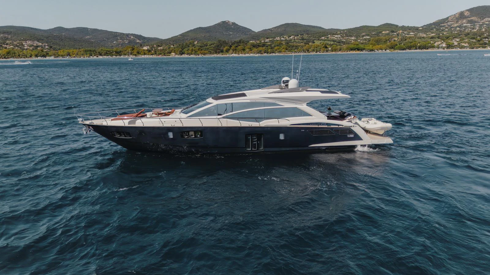 a boat in the water aboard SCUDERIA Yacht for Sale