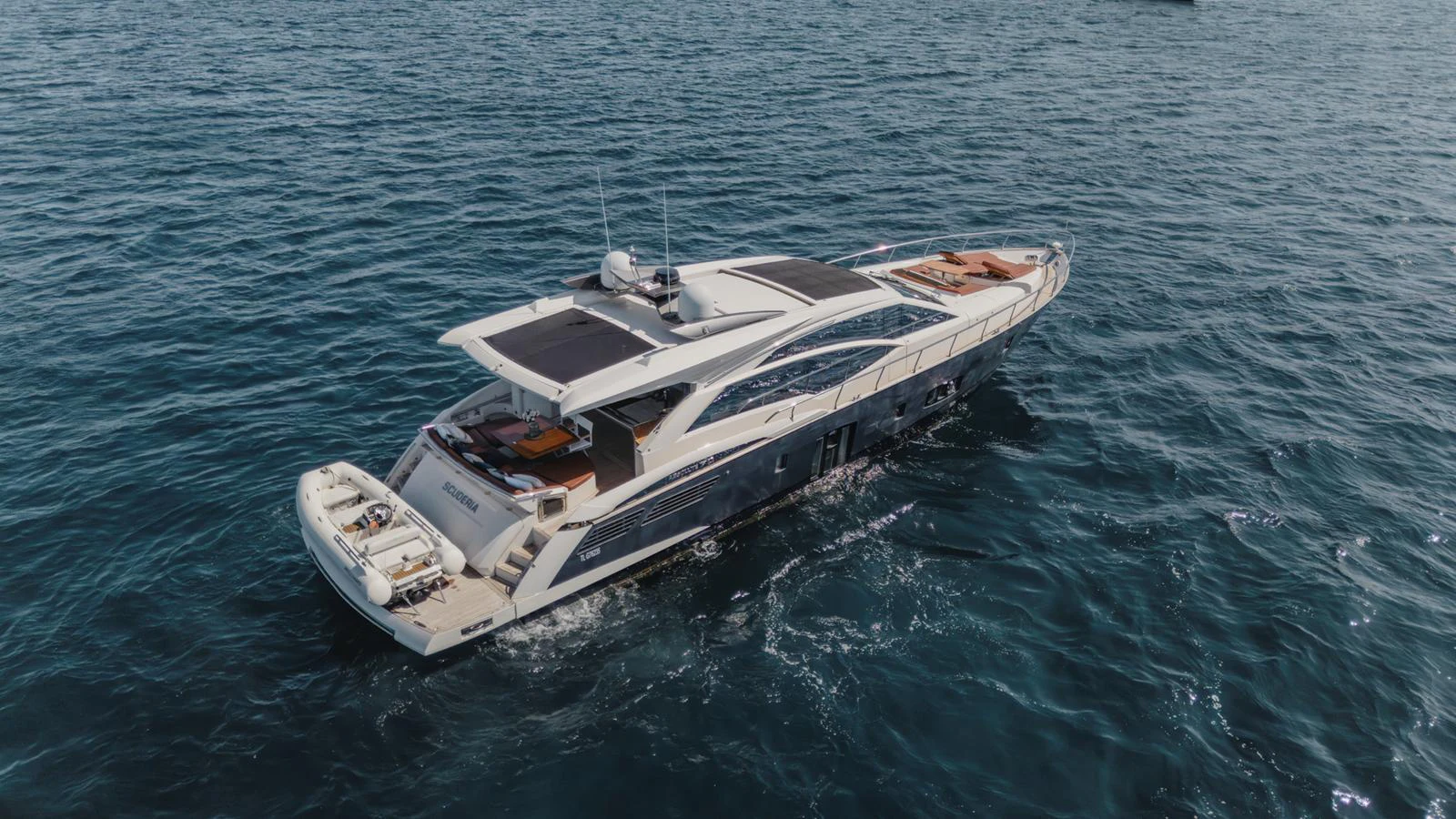 a boat in the water aboard SCUDERIA Yacht for Sale
