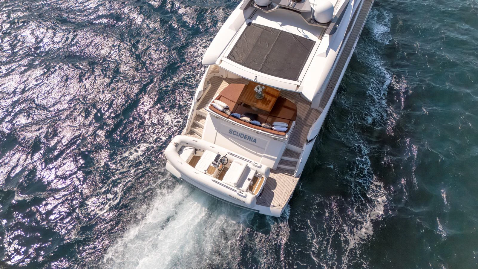 a boat in the water aboard SCUDERIA Yacht for Sale
