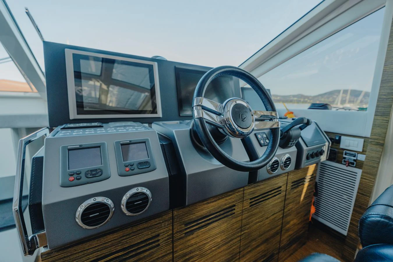 inside of a car aboard SCUDERIA Yacht for Sale