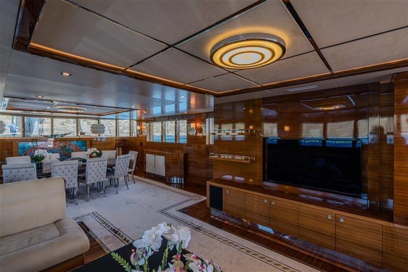 a room with a large screen aboard ATLANTIS PEARL Yacht for Sale