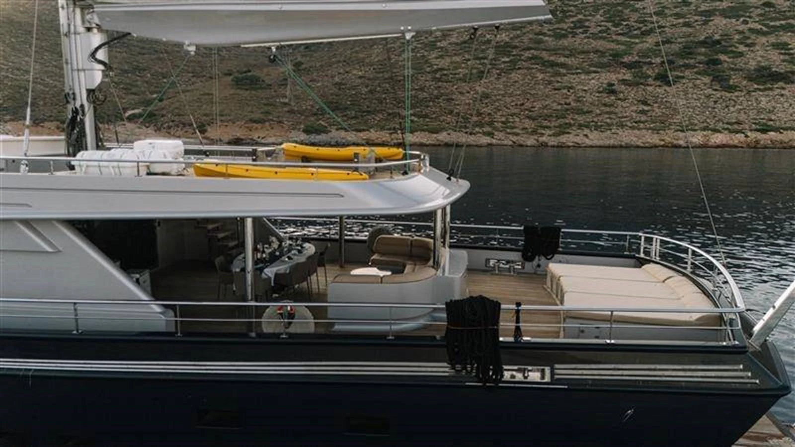 a boat on the water aboard ATLANTIS PEARL Yacht for Sale