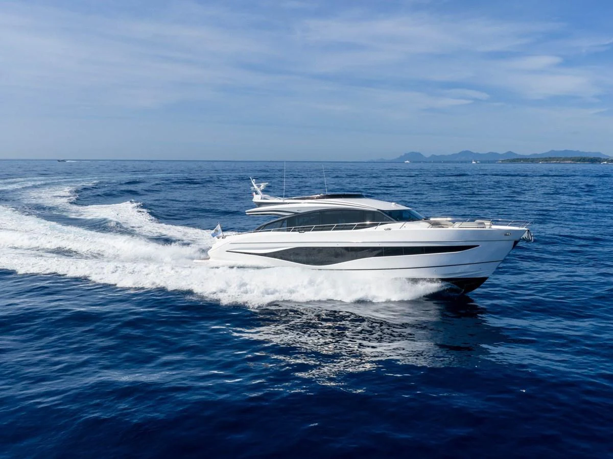 a white yacht on the water aboard PRINCESS S80 Yacht for Sale