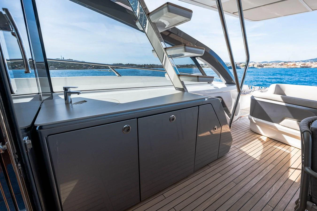 a boat on a deck aboard PRINCESS S80 Yacht for Sale